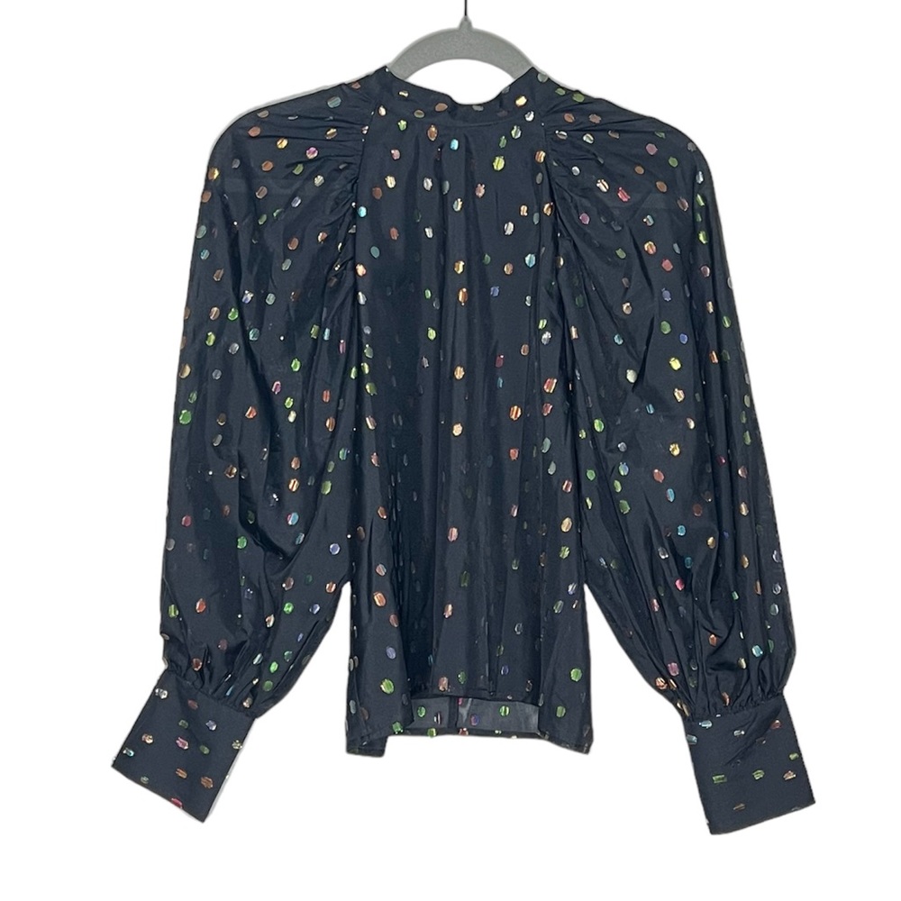 Yumi Kim All or Nothing Sheer Black & Polka Dot Blouse Size S - Picture 3 of 6